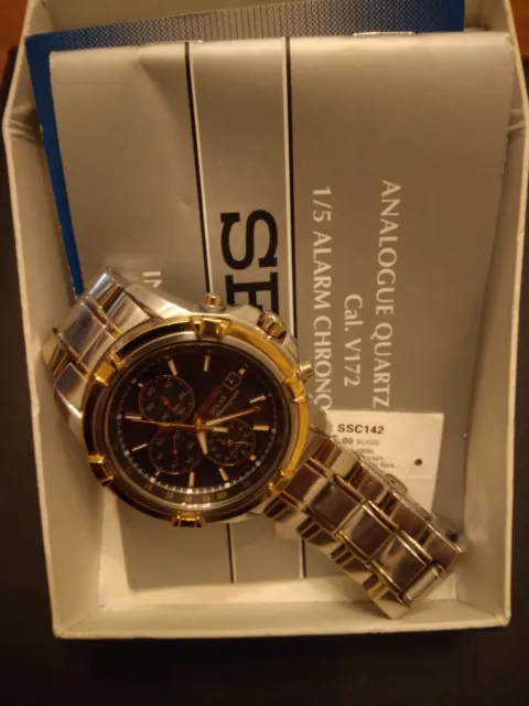 Seiko Men's Two Tone Stainless Steel Solar Chronograph Watch