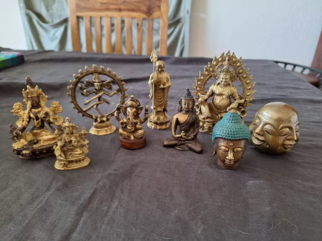 Sammlung Asiatika Messing 9 Teile: Buddha, Ganesha,  Shiva & Tara TOP  !!!