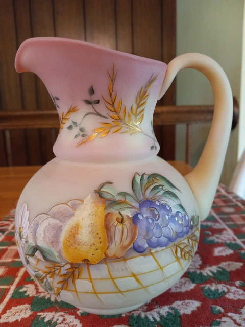 Fenton Burmese Bountiful Harvest Pitcher Connoisseur 217/2250 7" 1998