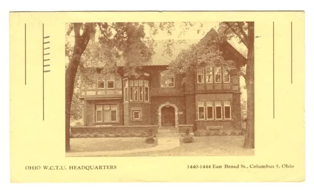WCTU TEMPERANCE Postcard Columbus Ohio Headquarters 1930