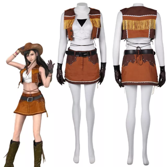 Final Fantasy VII Remake Tifa Lockhart Cosplay Costume The Cowboy Suit Outfit FF