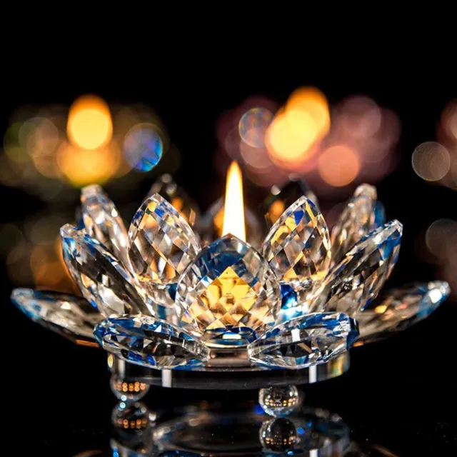 Candle holders Tea Light Glass Crystal Candlestick Home Decor Gifts Lotus Flower 3