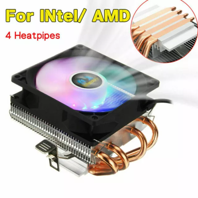 CPU Cooler Ventilateur Processeur pour Intel LGA 1155 1366 AMD 4 Heatpipes