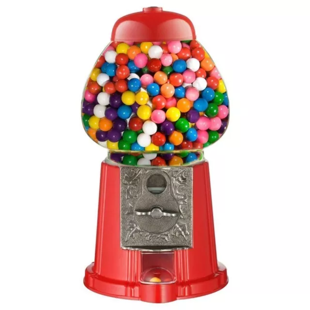 Mini Gumball Dispenser Machine Toy With Bubble Gum Party Bag Coin Operated - Red