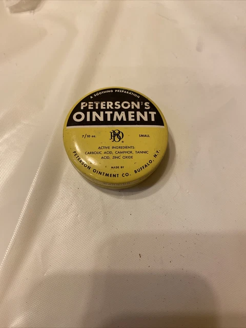 PETERSON'S OINTMENT 3 oz Advertisement Tins - EMPTY (3) Vintage