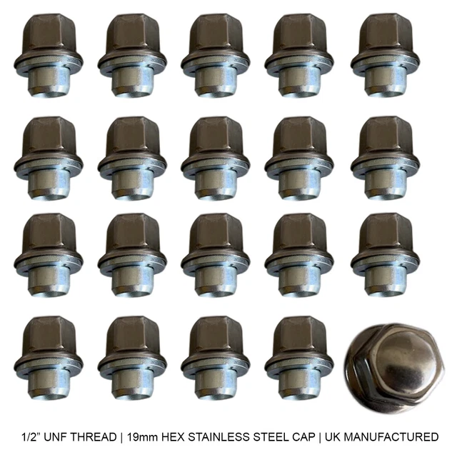 20 X ALLOY WHEEL NUTS JAGUAR XJS XJ6 XJ XJ40 XK8 1/2" UNF FLAT SEAT UK