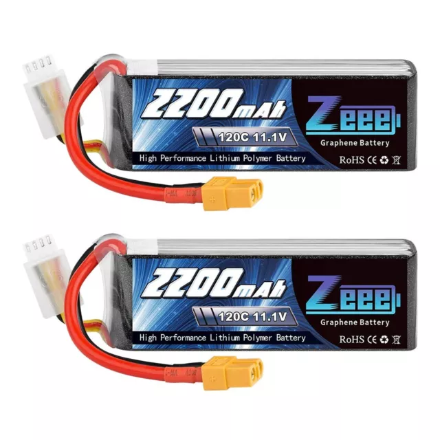 Batería Lipo Zeee 3S 120C 2200mAh 11.1V con Enchufe XT60 Grafeno de radiocontrol para F...