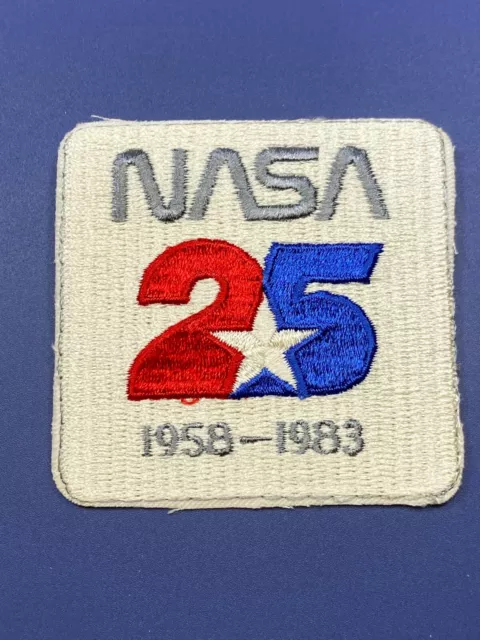 Vtg NASA Space Astronaut 25 Year 1958 - 1983 Embroidered Fabric Patch Raw Edge
