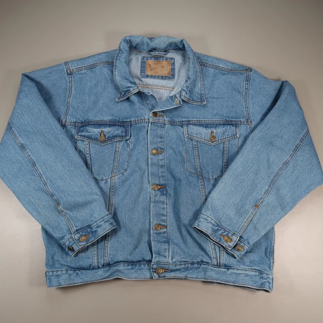 Vintage Canyon Guide Outfitters Jacket Mens Extra Large Blue Denim Button Thick
