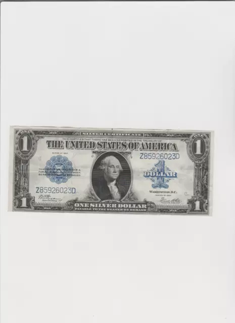 1923 $1 One Dollar Silver Certificate Note Horse Blanket Large Size Banknote.