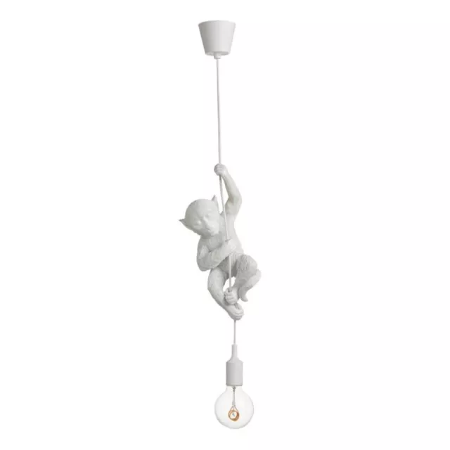 Paris Prix - Lampe Suspension Design "singe Déco" 96cm Blanc