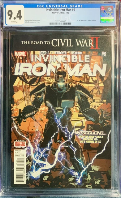 Invincible Iron Man #9 (2016) CGC 9.4 White Pages KEY 1st Full App. Riri William