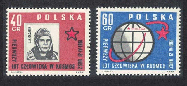 POLAND SPACE YURI Gagarin World's First Manned Flight 2v 1961 MNH £0.99 ...
