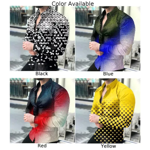 Fashionable Men's Printed Dress Shirts Slim Fit Button Down Muscle Shirts 3