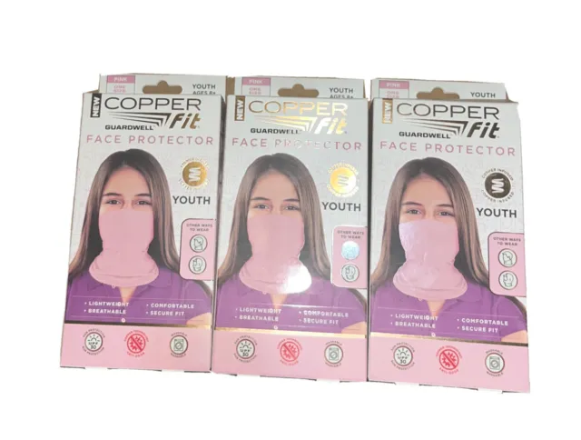 Copper Fit Guardwell Face Protector Youth Mask Pink *NEW*  Lot Of 3