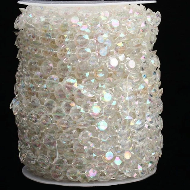10m Roll Clear Garland Diamond Strand Acrylic Crystal Bead DIY Wedding Curtain