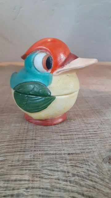 rigolo moutardier en biscuit polychrome vers 1920/30 oiseau !!!