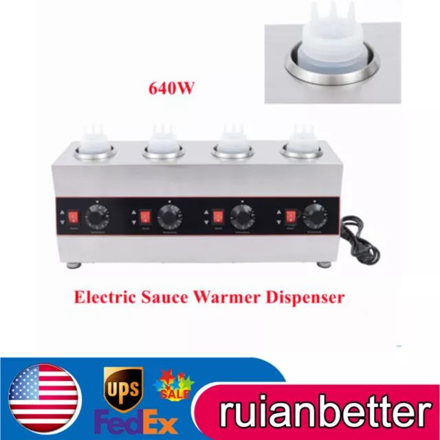 Countertop Electric Sauce Warmer Dispenser, 640W Stainless Steel Sauce Dispenser