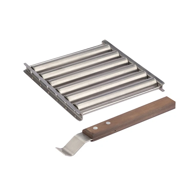Hotdog-Rollgriller mit Extra Langem Holzgriff, Wurstroller Aus Edelstahl P5L8
