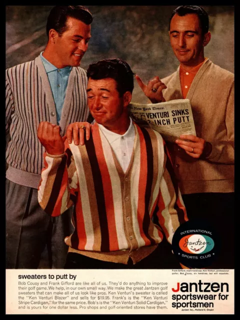 1962 Bob Cousy Frank Gifford Ken Venturi In Jantzen Cardigan Sweaters Print Ad