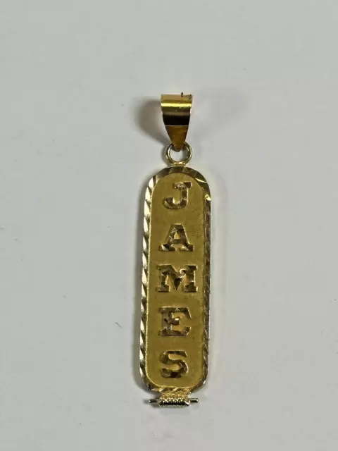 18K Yellow Gold Double Sided Personalized Egyptian Cartouche "JAMES" Charm 2.3g