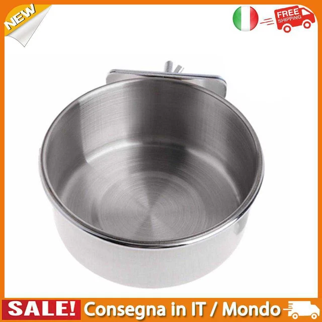 IT Stainless Steel Pet Bowl Hanging Stationary Drinking Water Food Feeder (L)