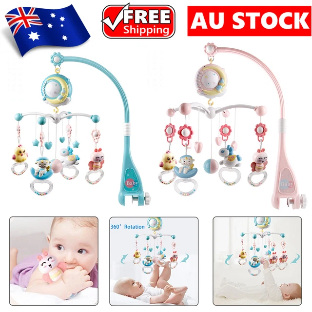BABY MOBILE CRIB Bed Bell Cot Musical Wind Up Music Box Rattles Lullaby