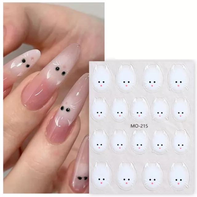 5d chat blanc autocollant auto--adhésif nail art sticker girls femmes cadeau