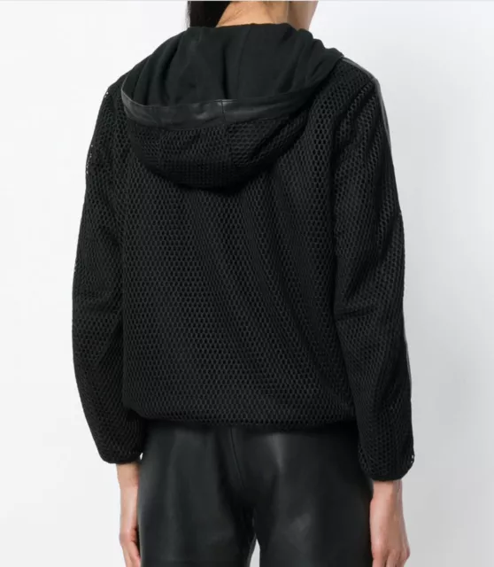 Veste noire femme diesel à capuche L-Yering 498 $ avec garniture en cuir taille S 2
