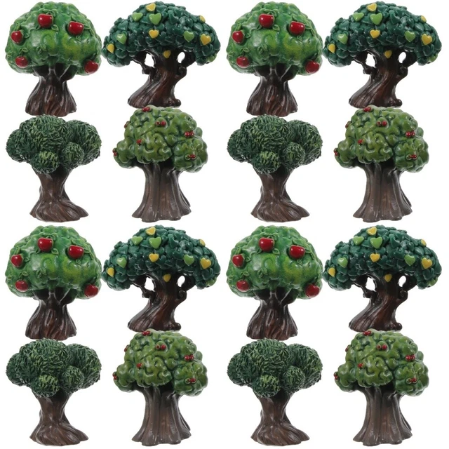 16 pezzi Mini albero statue Tiny House Ornament Vivida Fruit Tree Decoration