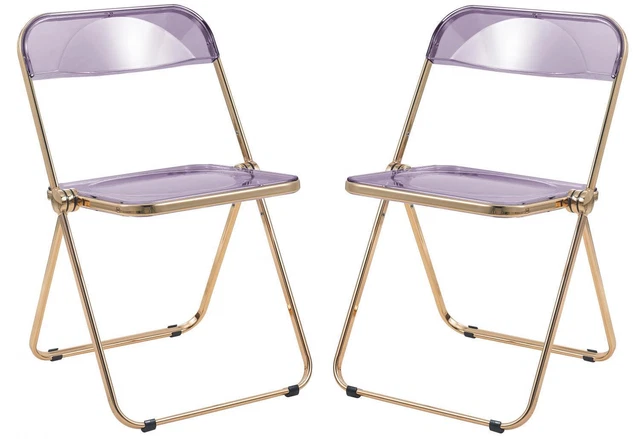 Leisuremod Lawrence Acrylic Set of 2 Folding Chair With Magenta Finish LFG19PU2