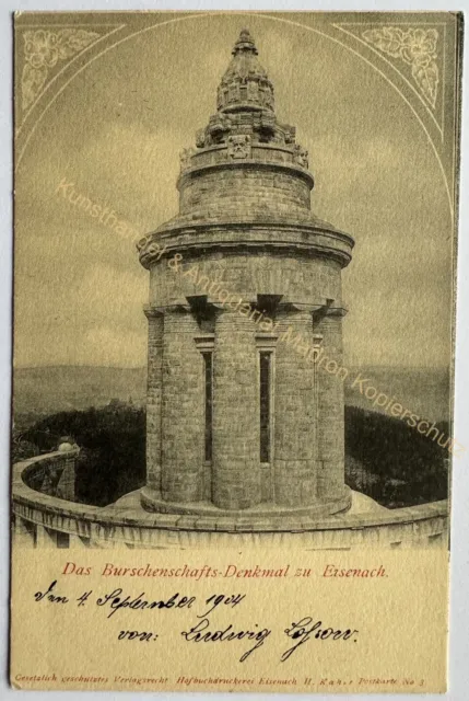 AK Burschenschafts Denkmal Eisenach 1904 Studentika