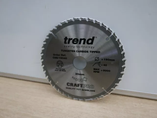 Trend Csb/19040 190Mm 40T X 30Mm Bore Tct Circular Saw Blade Loose