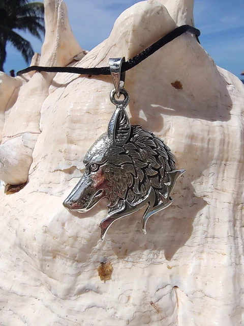 Grey Wolf Jewelryc for Men Sterling Silver Wolf Pendant Mexico Pendant 9g. 1.8 " Grey Wolf Jewelryc for Men Sterling Silver Wolf Pendant Mexico Pendant 9g. 1.8 "