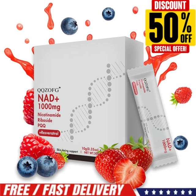 NR1000 - NAD+ Berry Flavor Drink Mix 30 Pack for Energy and Focus - No Sugar Added - Vitamin
