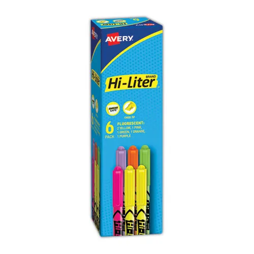 Avery Hi-Liter Pen-Style Resaltadores, Surtido Tinta Colores, Punta Plana,