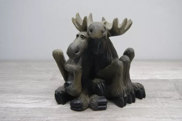 Vintage 2000 Moose Lovers Big Sky Carvers Bearfoots Mooses Resin Figurine