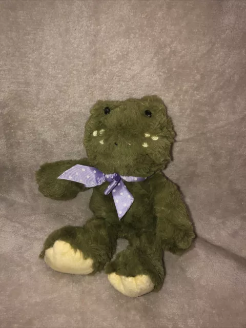 Animal Adventure Frog Green Soft 10" Plush Purple Bow Polka Dots Stuffed Animal