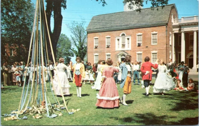 Old Dover Days May Pole Celebration The Green 1950's Chrome Delaware Postcard AE