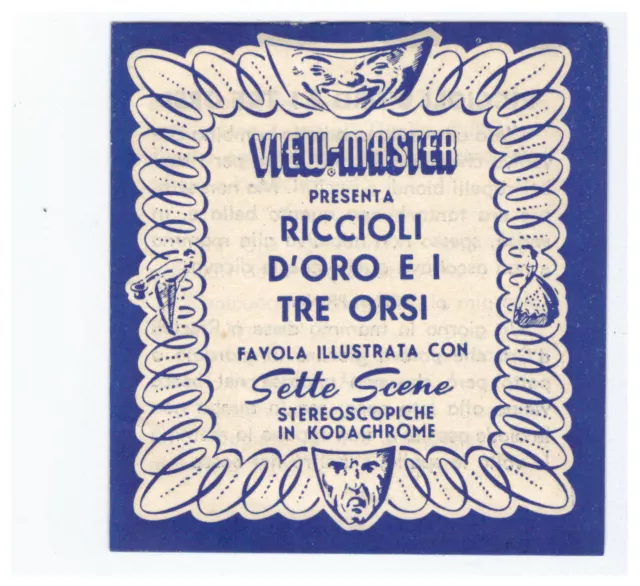 Riccioli D'oro E I Tre Orsi  View Master  Ft 8   Con Libretto   In Italiano 2