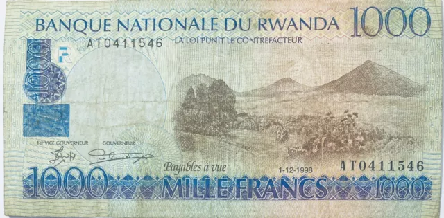 1998 Rwanda Old 1000 Rwandese Francs African Banknote East Africa Cattle /Farm