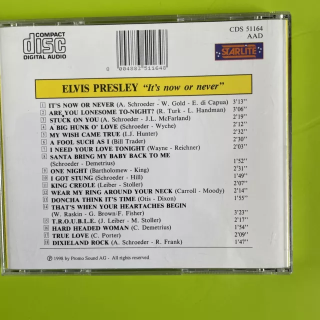 Elvis Presley -It's Now Or Never  CD 💿/1996/🔝 Sammlerstück/ ￼The Greatest Hits 3