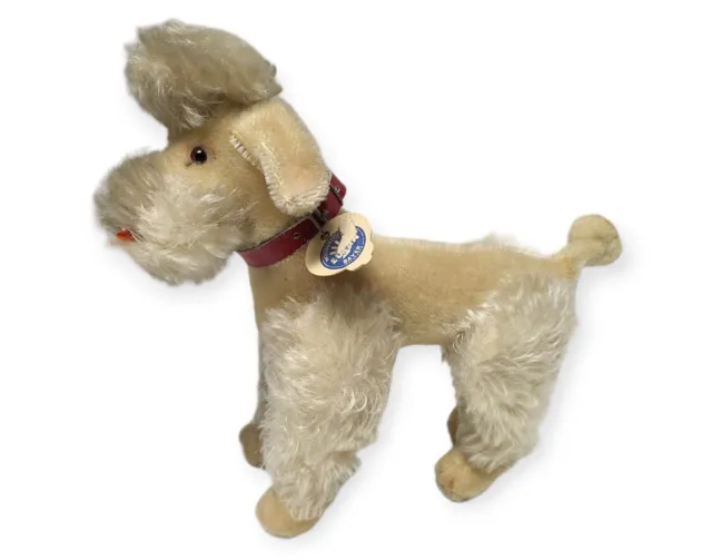 9” Steiff Snobby Poodle Dog Mohair Plush Stuffed Animal Vintage Jointed