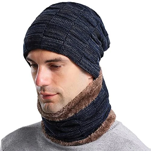 Gorro Para Hombre Gorros De Invierno Hombres Para El Frio Con Bufanda Punto new