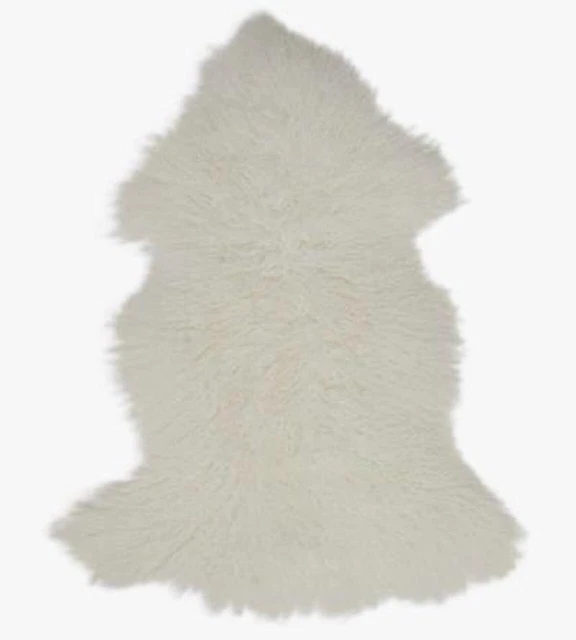 John Lewis 100% Lana ALFOMBRA DE PIEL DE OVEJA MONGOL Crema Natural Marfil NUEVA