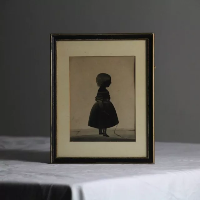 Antique silhouette portrait of girl, early 19th century Georgian, framed