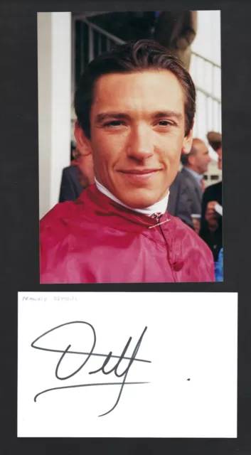 Frankie Dettori - Horse Racing Legend - Hand Signed 6X4 White Card + 7X5 Photo