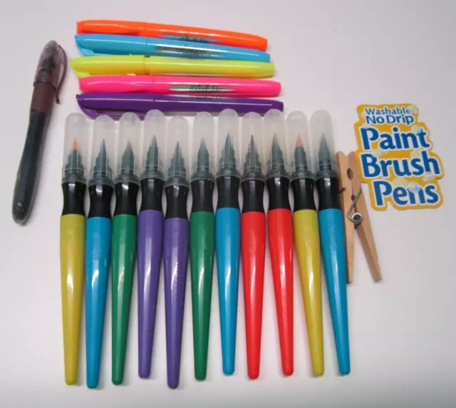 Crayola Washable Paint Brush Pens Paint Is In The Brush -5 Bright Colors New