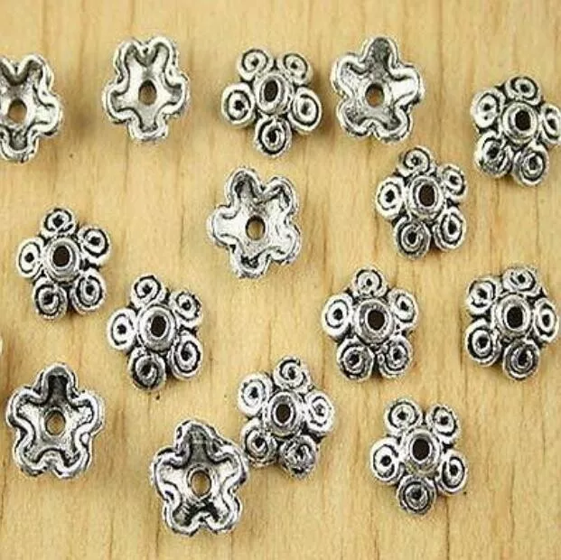 50pcs 10mm hole:1.2mm Tibetan silver flower beads cap h2728