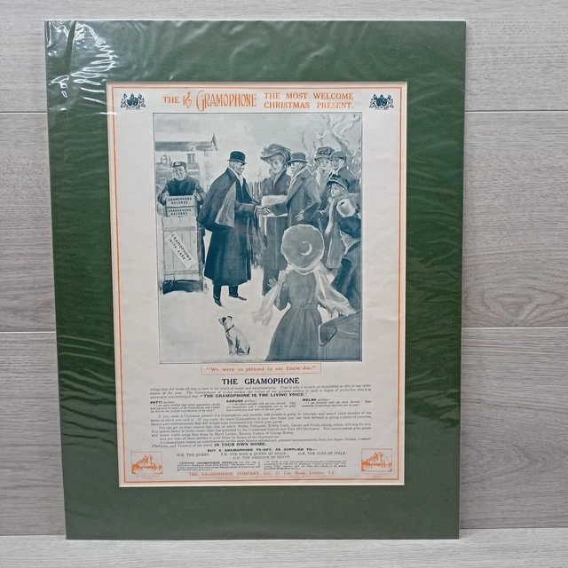 Vintage The Gramophone Mounted Christmas Print We Were So Pleased To See Uncle J